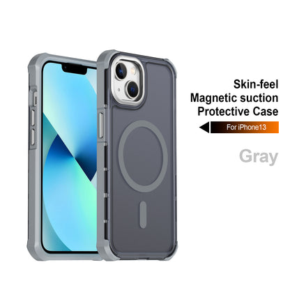 For iPhone 13 / iPhone 14 Magnetic Case Electroplated Frame Skin-touch TPU+PC Phone Cover