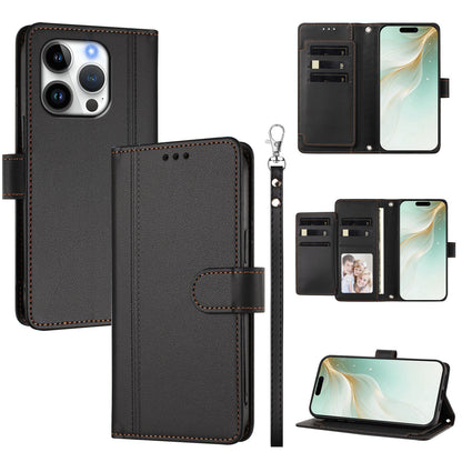 For iPhone 16 Pro Max Case 9 Card Slots PU Leather Flip Wallet Phone Cover with Hand Strap