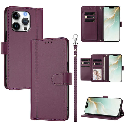 For iPhone 16 Pro Max Case 9 Card Slots PU Leather Flip Wallet Phone Cover with Hand Strap