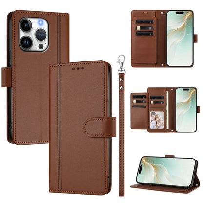 For iPhone 16 Pro Max Case 9 Card Slots PU Leather Flip Wallet Phone Cover with Hand Strap