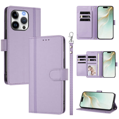 For iPhone 16 Pro Max Case 9 Card Slots PU Leather Flip Wallet Phone Cover with Hand Strap