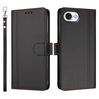 For iPhone 16e / iPhone 17e Case 9 Card Slots PU Leather Flip Wallet Phone Cover with Hand Strap