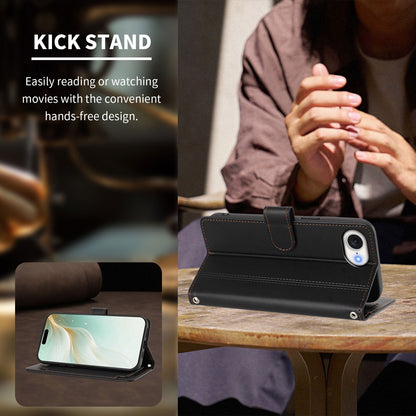 For iPhone 16e / iPhone 17e Case 9 Card Slots PU Leather Flip Wallet Phone Cover with Hand Strap