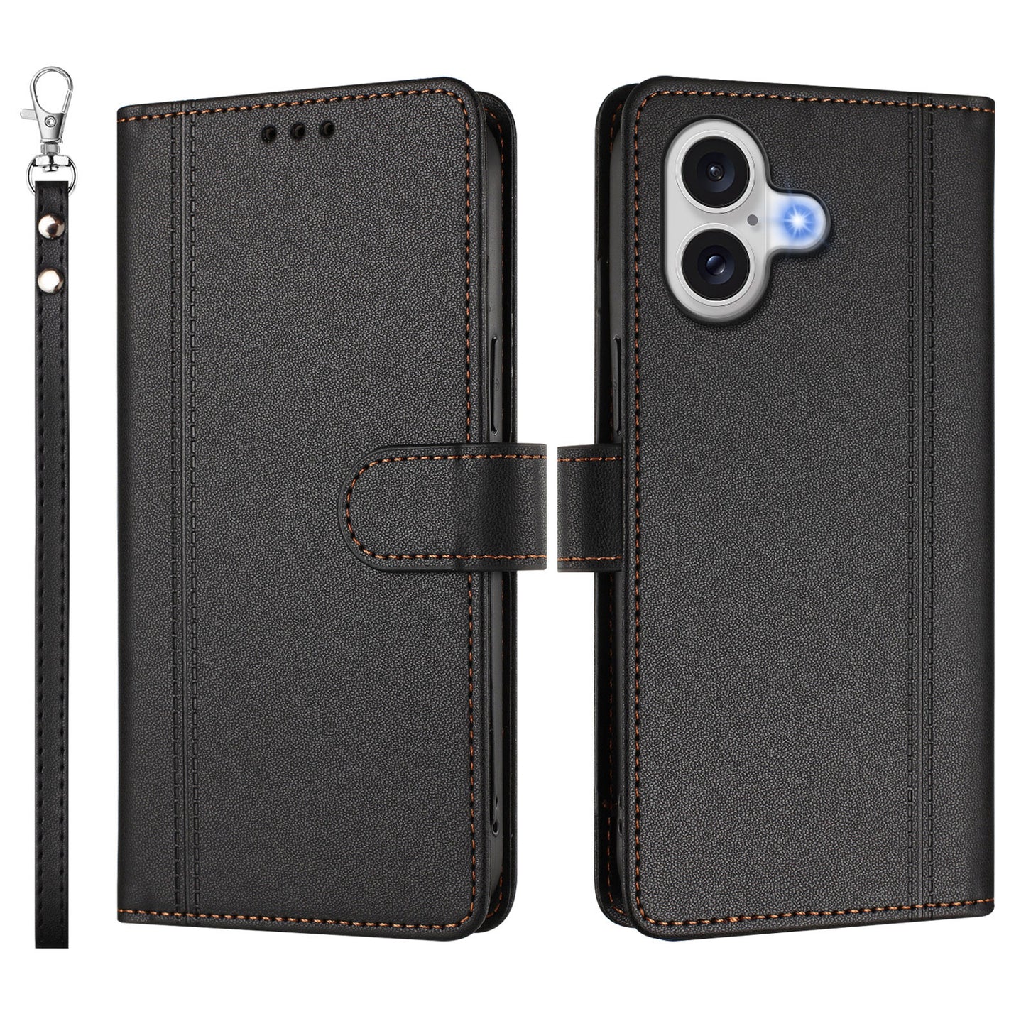 For iPhone 17 Case 9 Card Slots PU Leather Flip Wallet Phone Cover with Hand Strap
