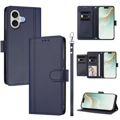 For iPhone 17 Case 9 Card Slots PU Leather Flip Wallet Phone Cover with Hand Strap