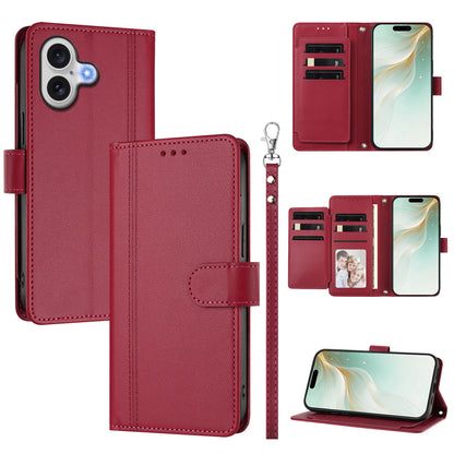 For iPhone 17 Case 9 Card Slots PU Leather Flip Wallet Phone Cover with Hand Strap