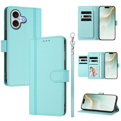 For iPhone 17 Case 9 Card Slots PU Leather Flip Wallet Phone Cover with Hand Strap