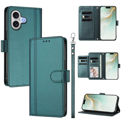 For iPhone 17 Case 9 Card Slots PU Leather Flip Wallet Phone Cover with Hand Strap