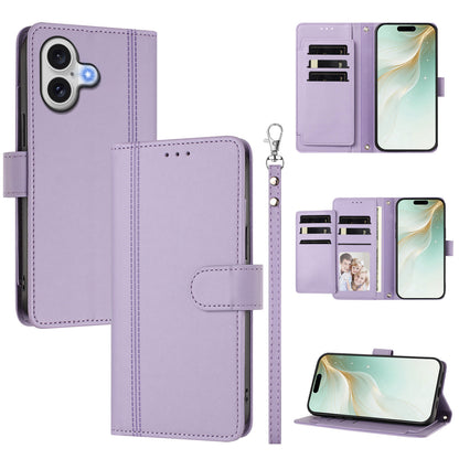 For iPhone 17 Case 9 Card Slots PU Leather Flip Wallet Phone Cover with Hand Strap