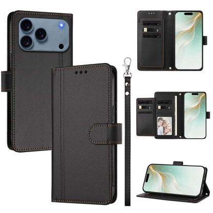 For iPhone 17 Pro Case 9 Card Slots PU Leather Flip Wallet Phone Cover with Hand Strap