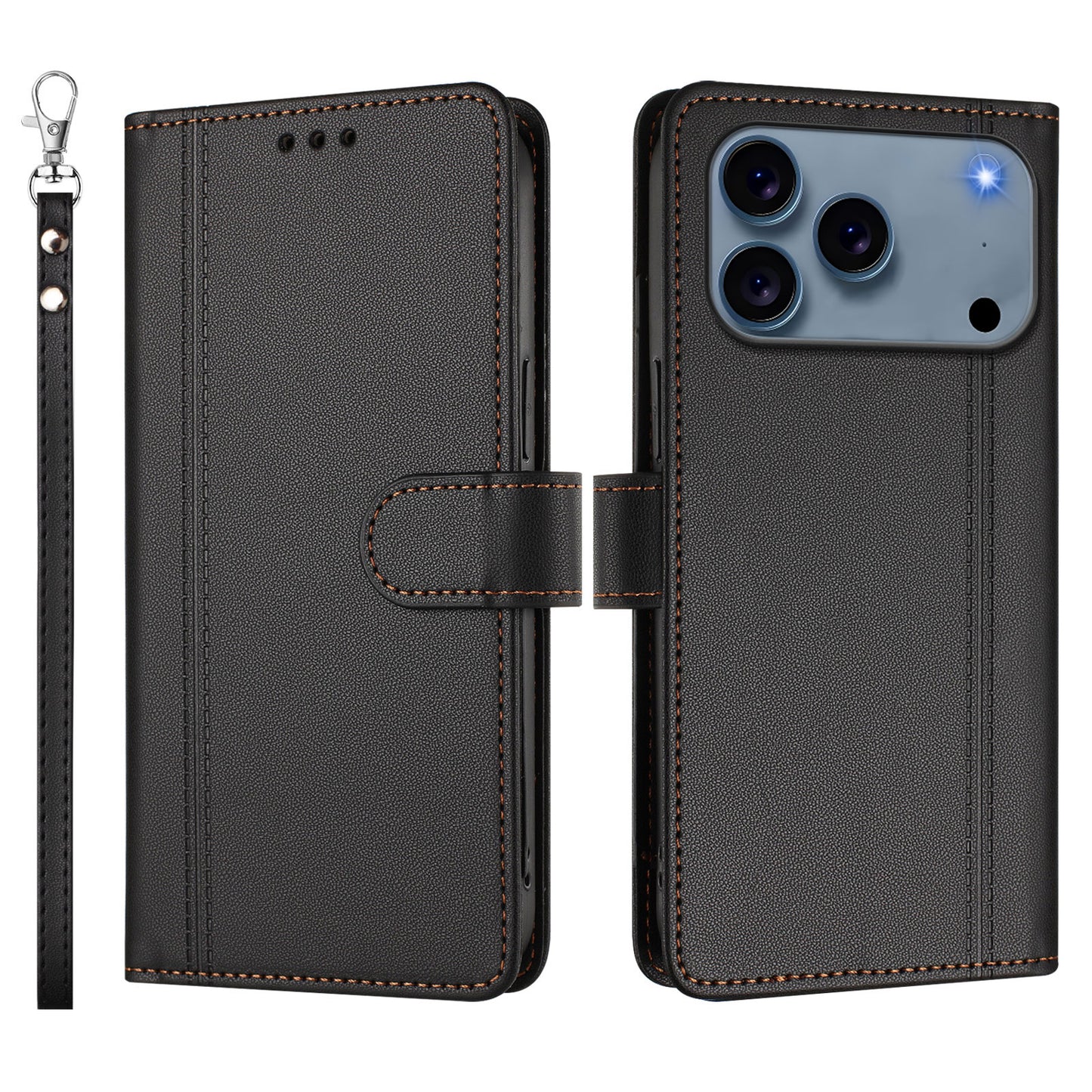 For iPhone 17 Pro Case 9 Card Slots PU Leather Flip Wallet Phone Cover with Hand Strap