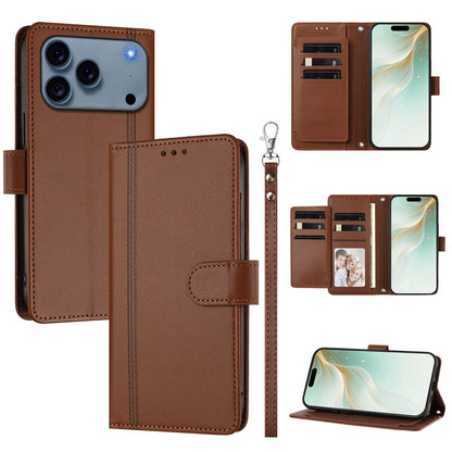 For iPhone 17 Pro Case 9 Card Slots PU Leather Flip Wallet Phone Cover with Hand Strap