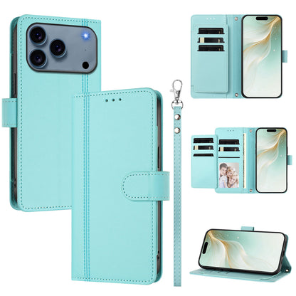 For iPhone 17 Pro Case 9 Card Slots PU Leather Flip Wallet Phone Cover with Hand Strap