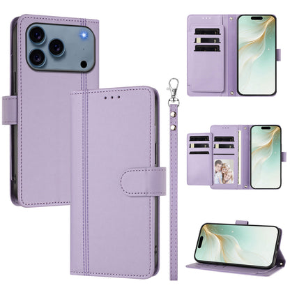 For iPhone 17 Pro Case 9 Card Slots PU Leather Flip Wallet Phone Cover with Hand Strap
