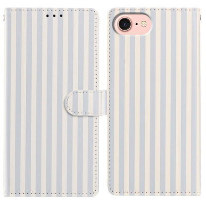 For iPhone 16e / iPhone 17e Wallet Case Vintage Stripes Leather Stand Flip Phone Cover with Wrist Strap