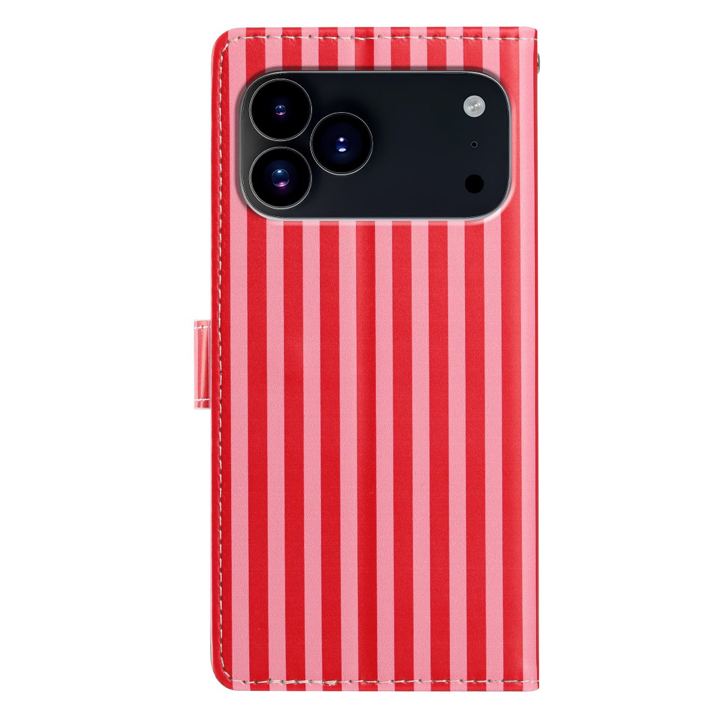 For iPhone 17 Pro Wallet Case Vintage Stripes Leather Stand Flip Phone Cover with Wrist Strap