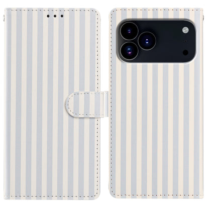 For iPhone 17 Pro Wallet Case Vintage Stripes Leather Stand Flip Phone Cover with Wrist Strap