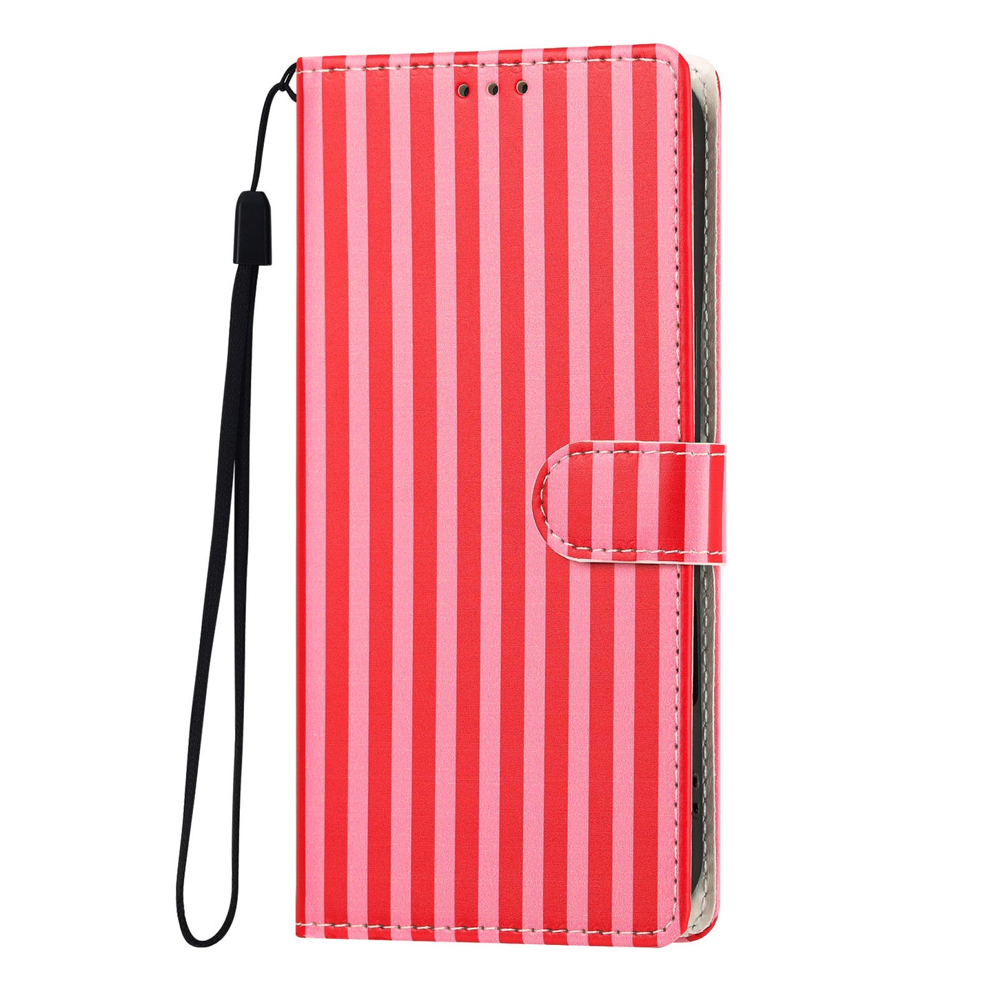 For Samsung Galaxy S26+ Wallet Case Vintage Stripes Leather Stand Flip Phone Cover with Wrist Strap