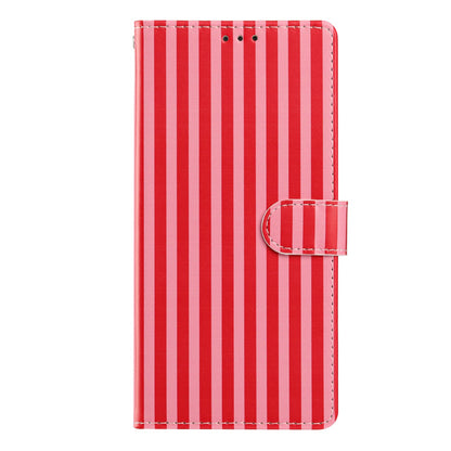 For Samsung Galaxy S26+ Wallet Case Vintage Stripes Leather Stand Flip Phone Cover with Wrist Strap