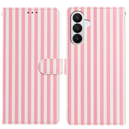 For Samsung Galaxy S26+ Wallet Case Vintage Stripes Leather Stand Flip Phone Cover with Wrist Strap