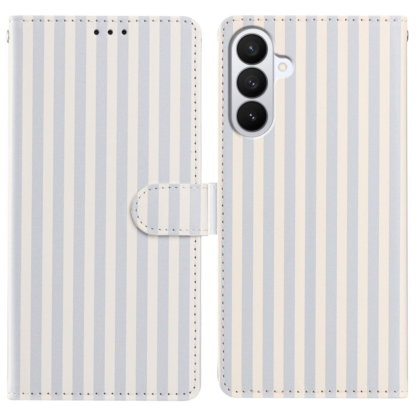 For Samsung Galaxy S26+ Wallet Case Vintage Stripes Leather Stand Flip Phone Cover with Wrist Strap