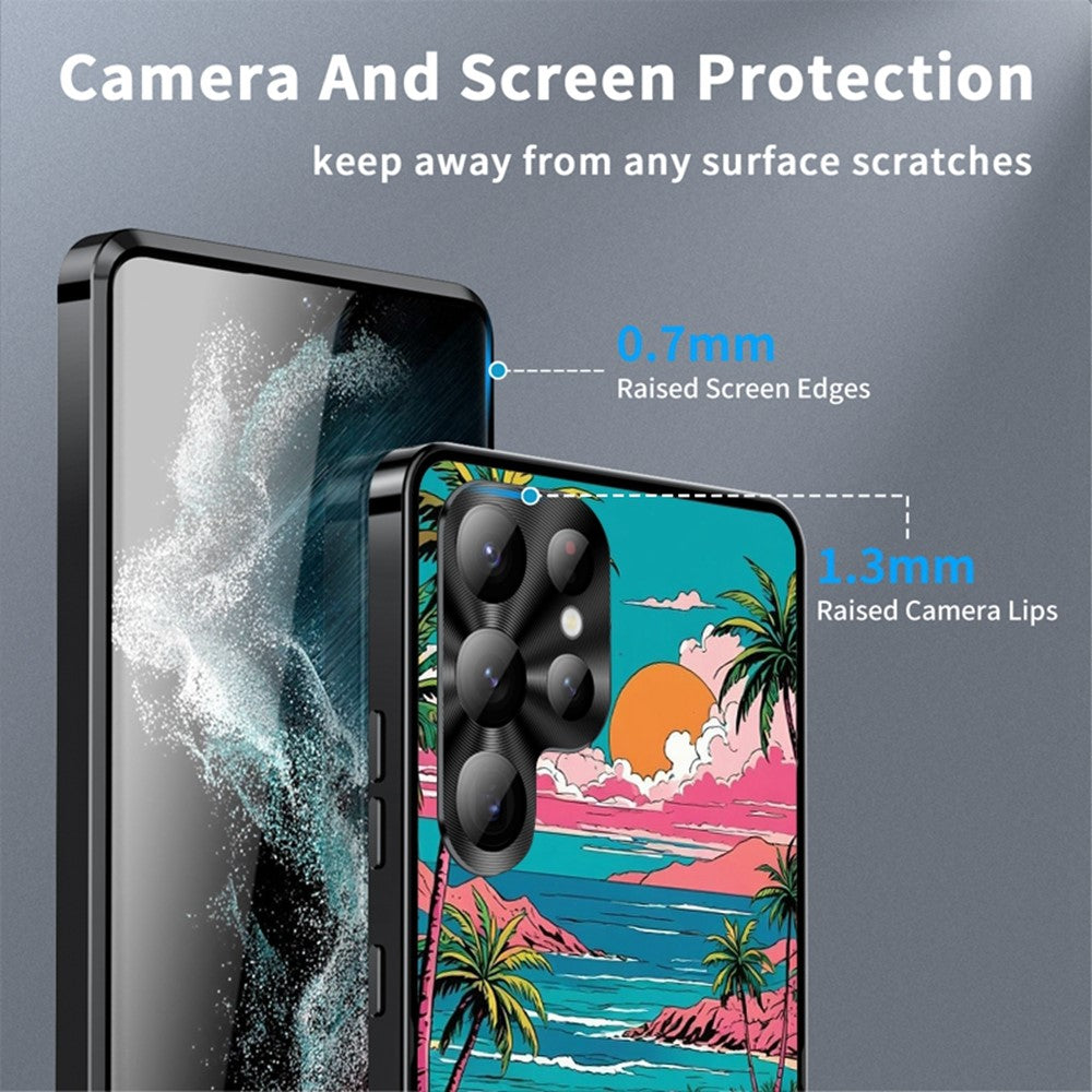 For Samsung Galaxy S25 Ultra Magnetic Case Coastal Seashell Pattern PC+TPU Phone Cover with Lens Film