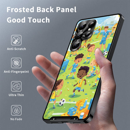 For Samsung Galaxy S25 Ultra Magnetic Case Football Pattern PC+TPU Protective Phone Cover with Lens Film