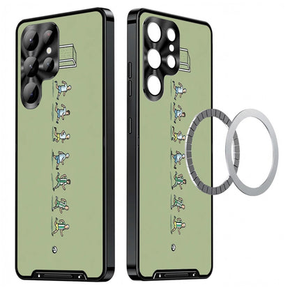 For Samsung Galaxy S25 Ultra Magnetic Case Football Pattern PC+TPU Protective Phone Cover with Lens Film