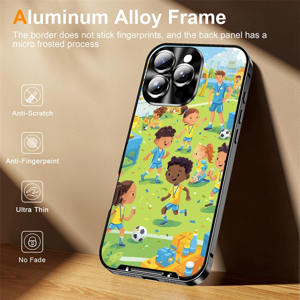 For iPhone 16 Pro Max Magnetic Case Football Pattern PC+TPU Protective Phone Cover with Lens Film