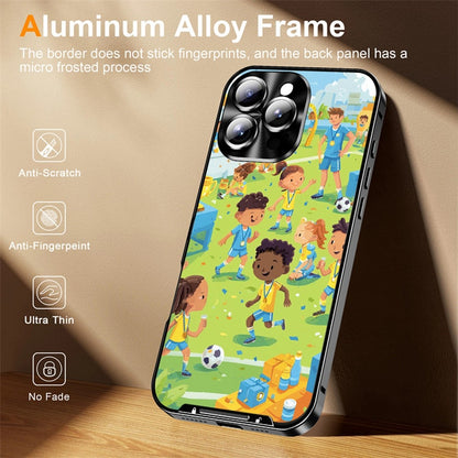 For iPhone 16 Pro Max Magnetic Case Football Pattern PC+TPU Protective Phone Cover with Lens Film