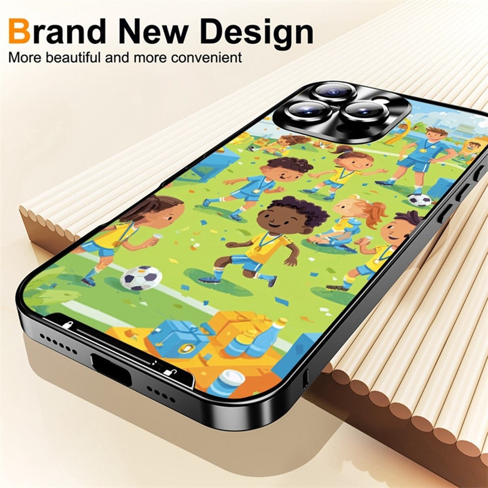 For iPhone 16 Pro Max Magnetic Case Football Pattern PC+TPU Protective Phone Cover with Lens Film