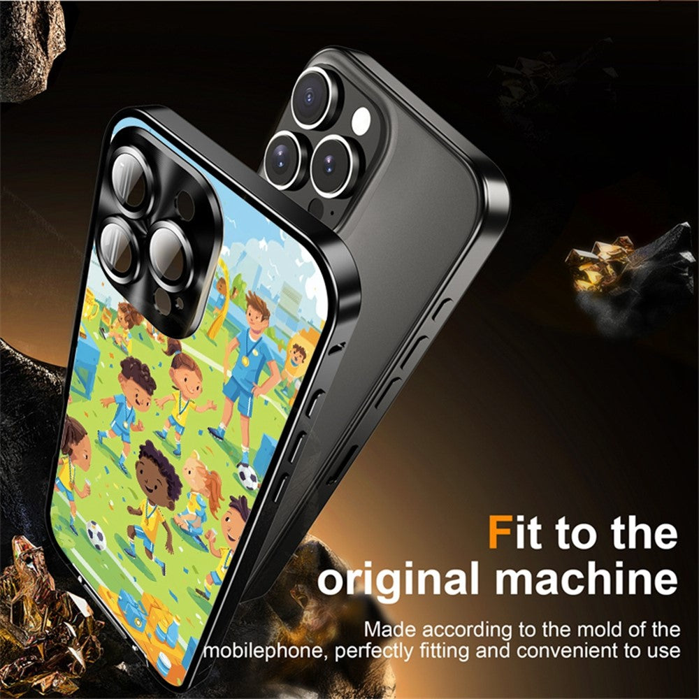 For iPhone 16 Pro Max Magnetic Case Football Pattern PC+TPU Protective Phone Cover with Lens Film