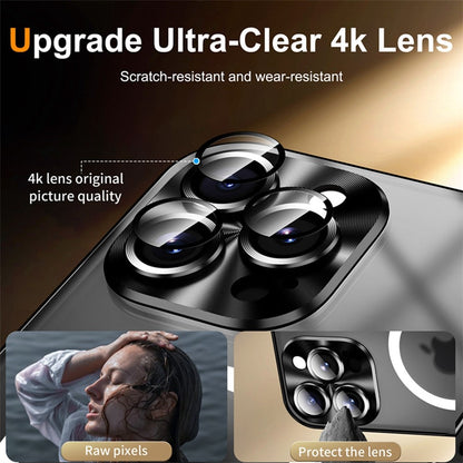 For iPhone 16 Pro Max Magnetic Case Football Pattern PC+TPU Protective Phone Cover with Lens Film