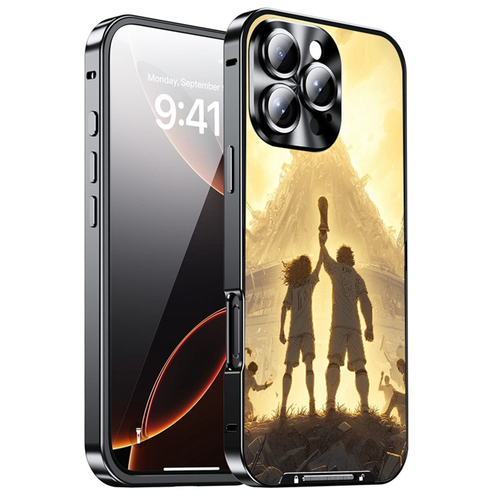 For iPhone 16 Pro Max Magnetic Case Football Pattern PC+TPU Protective Phone Cover with Lens Film