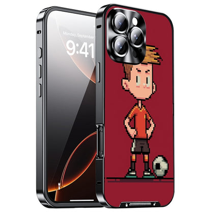 For iPhone 16 Pro Max Magnetic Case Football Pattern PC+TPU Protective Phone Cover with Lens Film