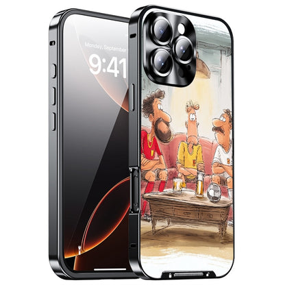 For iPhone 16 Pro Max Magnetic Case Football Pattern PC+TPU Protective Phone Cover with Lens Film