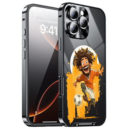 For iPhone 16 Pro Max Magnetic Case Football Pattern PC+TPU Protective Phone Cover with Lens Film