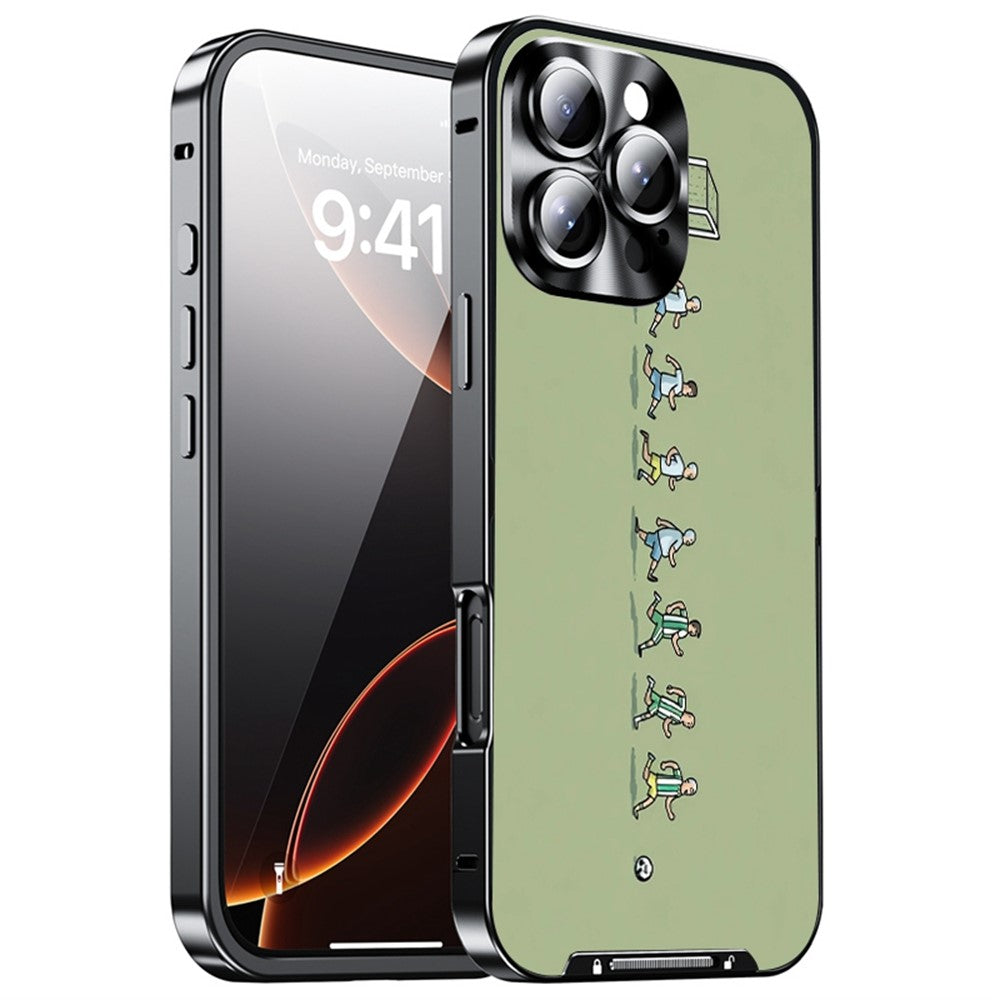 For iPhone 16 Pro Max Magnetic Case Football Pattern PC+TPU Protective Phone Cover with Lens Film