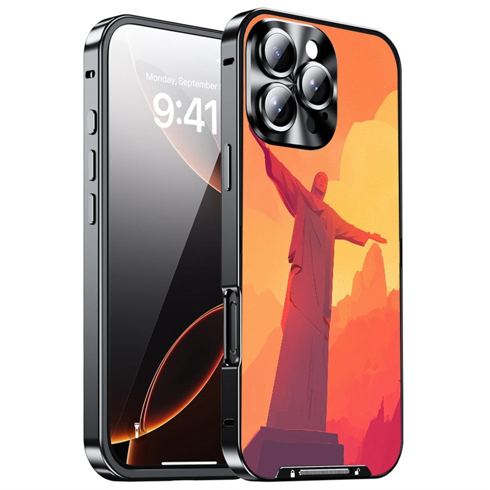 For iPhone 16 Pro Max Magnetic Case Football Pattern PC+TPU Protective Phone Cover with Lens Film