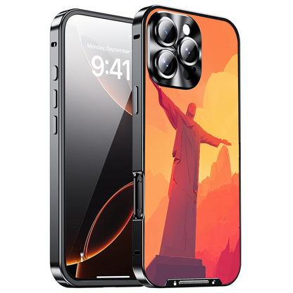 For iPhone 16 Pro Max Magnetic Case Football Pattern PC+TPU Protective Phone Cover with Lens Film