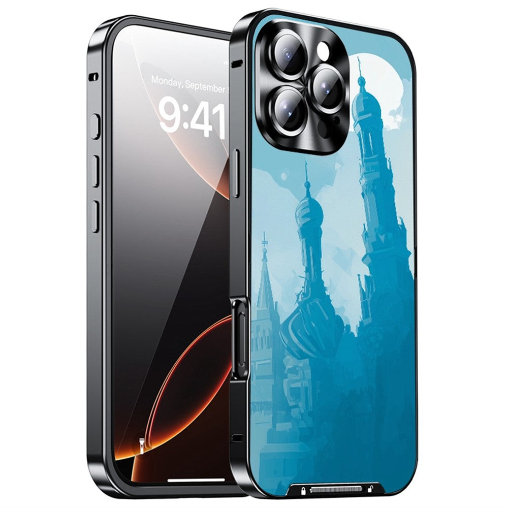 For iPhone 16 Pro Max Magnetic Case Football Pattern PC+TPU Protective Phone Cover with Lens Film