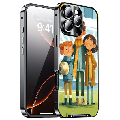 For iPhone 16 Pro Max Magnetic Case Football Pattern PC+TPU Protective Phone Cover with Lens Film