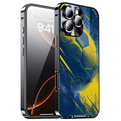For iPhone 16 Pro Max Magnetic Case Football Pattern PC+TPU Protective Phone Cover with Lens Film
