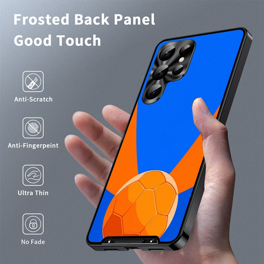 For Samsung Galaxy S25 Ultra Magnetic Case Football Pattern Print PC+TPU Phone Cover with Lens Film