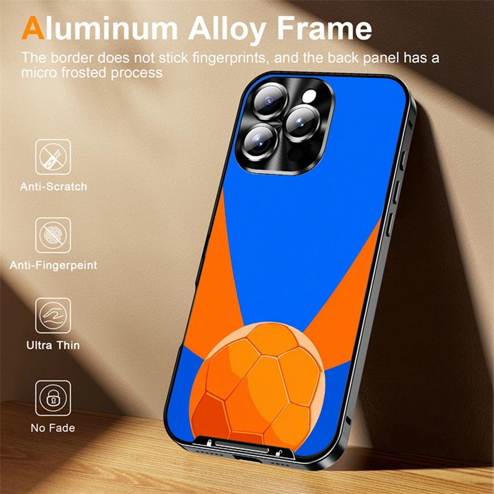 For iPhone 16 Pro Max Magnetic Case Football Pattern Print PC+TPU Phone Cover with Lens Film