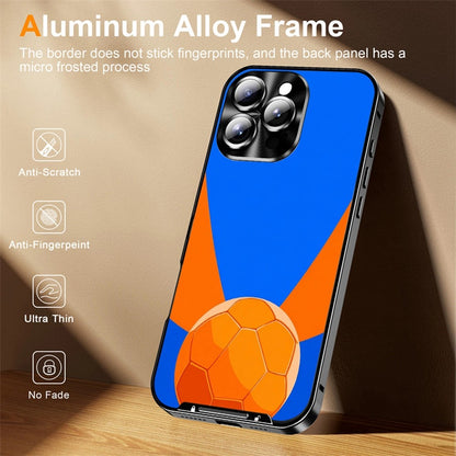 For iPhone 16 Pro Max Magnetic Case Football Pattern Print PC+TPU Phone Cover with Lens Film