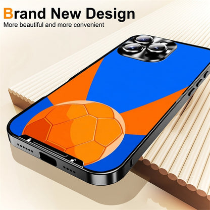 For iPhone 16 Pro Max Magnetic Case Football Pattern Print PC+TPU Phone Cover with Lens Film