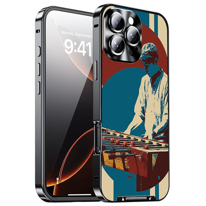 For iPhone 16 Pro Max Magnetic Case Football Pattern Print PC+TPU Phone Cover with Lens Film