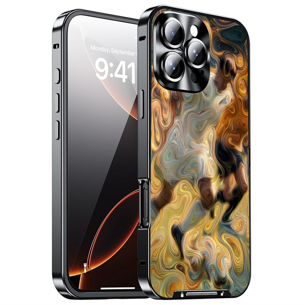 For iPhone 16 Pro Magnetic Case Football Pattern Print PC+TPU Phone Cover with Lens Film