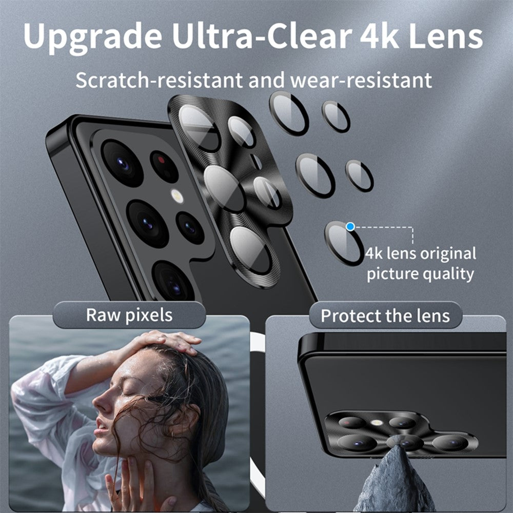 For Samsung Galaxy S25 Ultra Magnetic Case Football Print Pattern PC+TPU Phone Cover with Lens Film